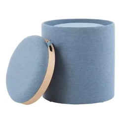 Kirklands Home Upholstered Ottomans with Tray Tops, Set of 2 Blue Hot