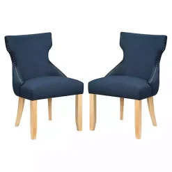 Kirklands Home Upholstered Wingback Dining Chairs, Set of 2 Blue New