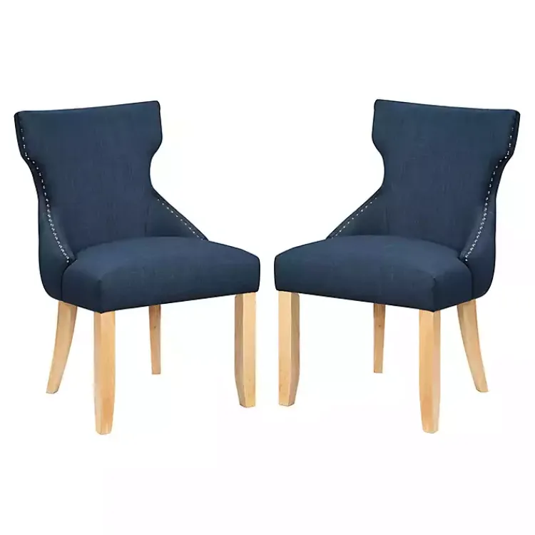 Kirklands Home Upholstered Wingback Dining Chairs, Set of 2 Blue New