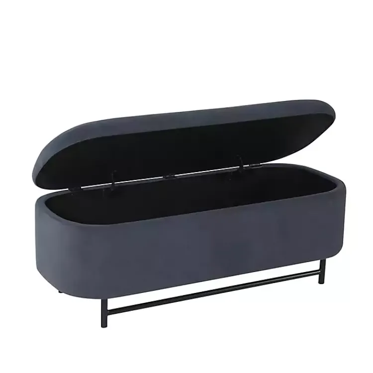 Kirklands Home Velvet Metal Storage Bench Blue Discount