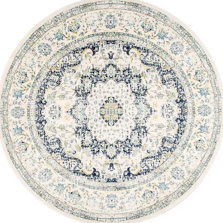 Kirklands Home Blue Verona Round Area Rug, 5 ft. New