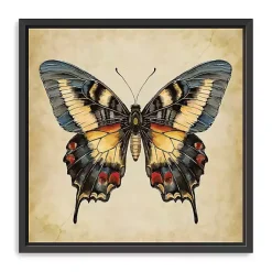 Kirklands Home Blue Vintage Butterfly Framed Canvas Art Print New