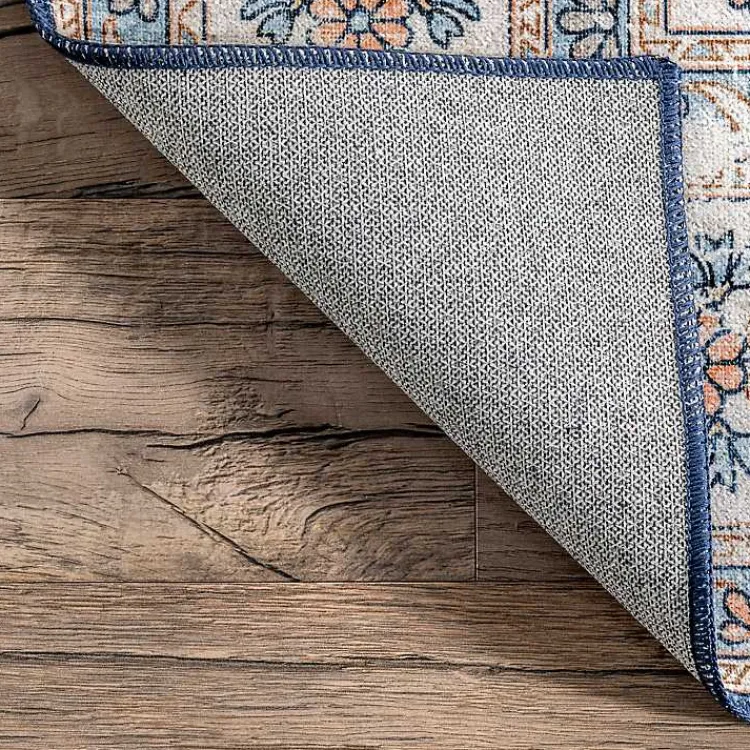 Kirklands Home Vintage Floral Washable Area Rug, 5x8 Blue New