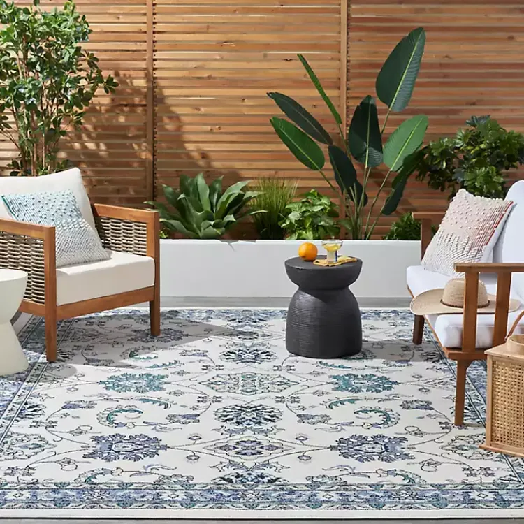 Kirklands Home Blue Vintage Medallion Indoor/Outdoor Rug, 5x7 Hot