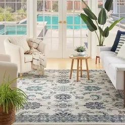 Kirklands Home Blue Vintage Medallion Indoor/Outdoor Rug, 5x7 Hot