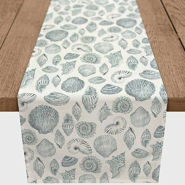 Kirklands Home Blue Vintage Seashells Table Runner, 90 in. Sale