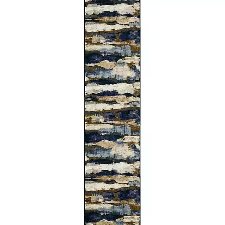 Kirklands Home Blue Watercolor Abstract Runner, 2x8 Hot
