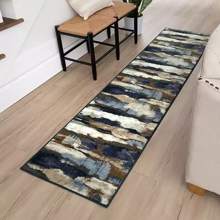 Kirklands Home Blue Watercolor Abstract Runner, 2x8 Hot
