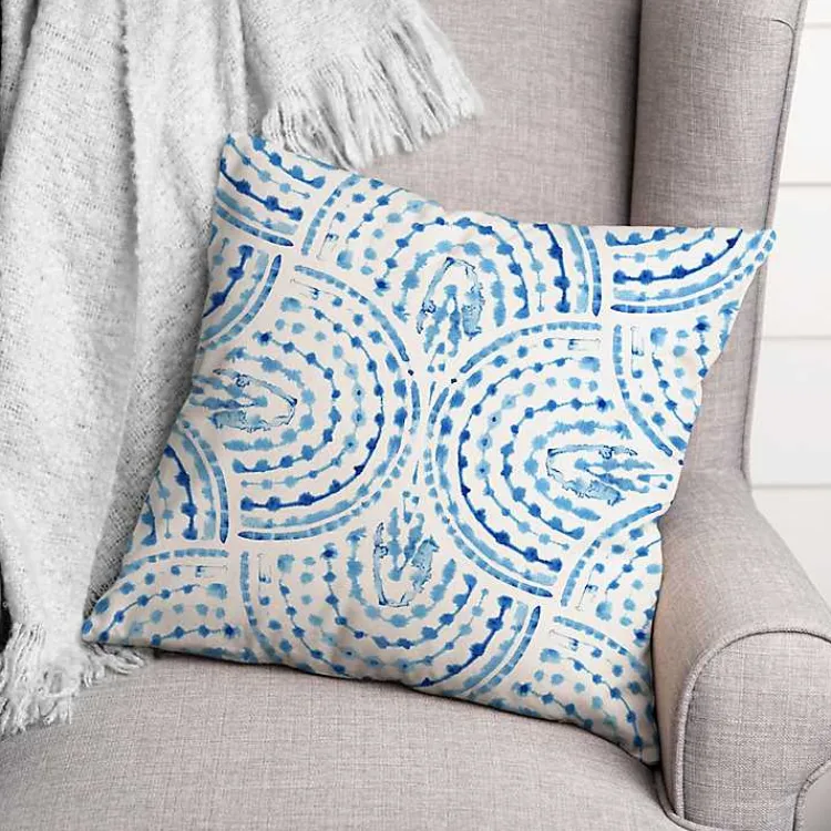 Kirklands Home Blue Watercolor Arc Outdoor Throw Pillow Discount
