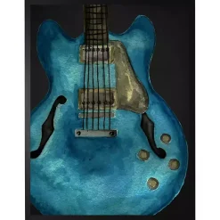 Kirklands Home Blue Watercolor Guitar Framed Art Print