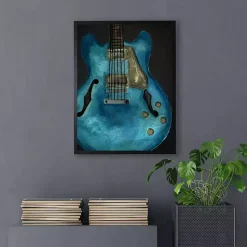 Kirklands Home Blue Watercolor Guitar Framed Art Print