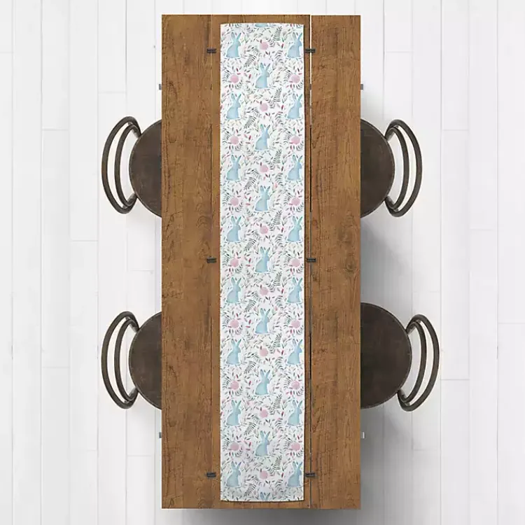 Easter Decorations>Kirklands Home Blue Watercolor Rabbit Table Runner, 72 in.