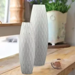Vases>Kirklands Home Wave Wood Vase, 16 in. Blue