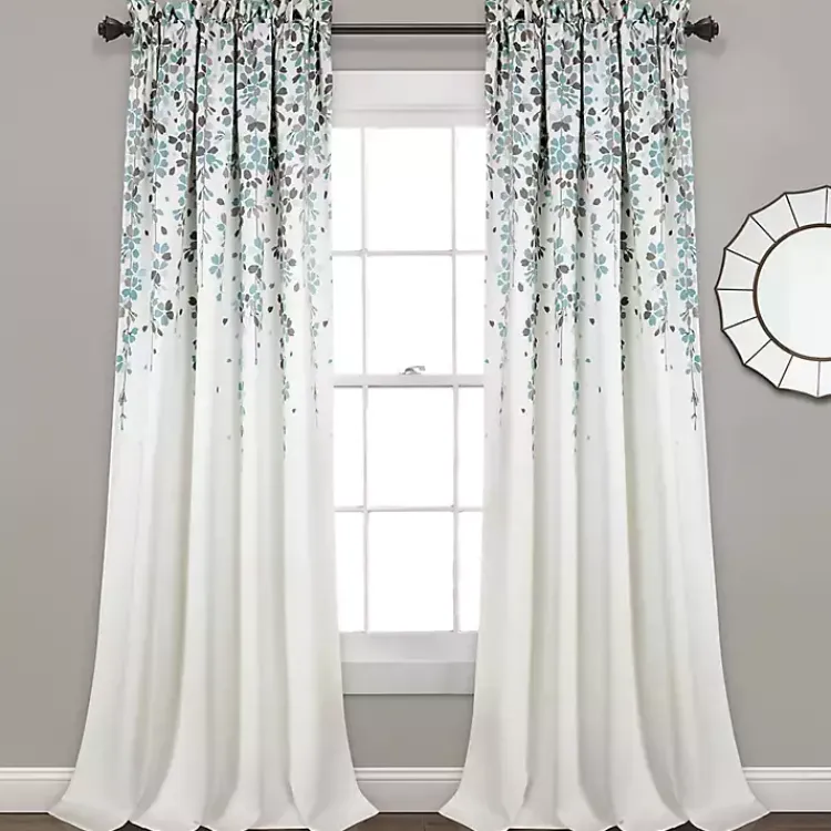 Kirklands Home Blue Weeping Flower Curtain Panel Set, 95 in. Hot