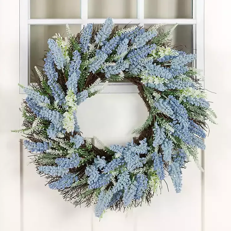 Wreaths>Kirklands Home Wheat Spiral Wreath Blue