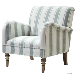 Kirklands Home Blue White Carved Slope Stripe Accent Chair New