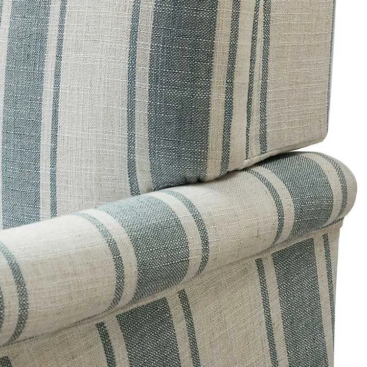 Kirklands Home Blue White Carved Slope Stripe Accent Chair New