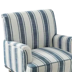 Kirklands Home Blue White Stripe Upholstered Accent Chair Discount
