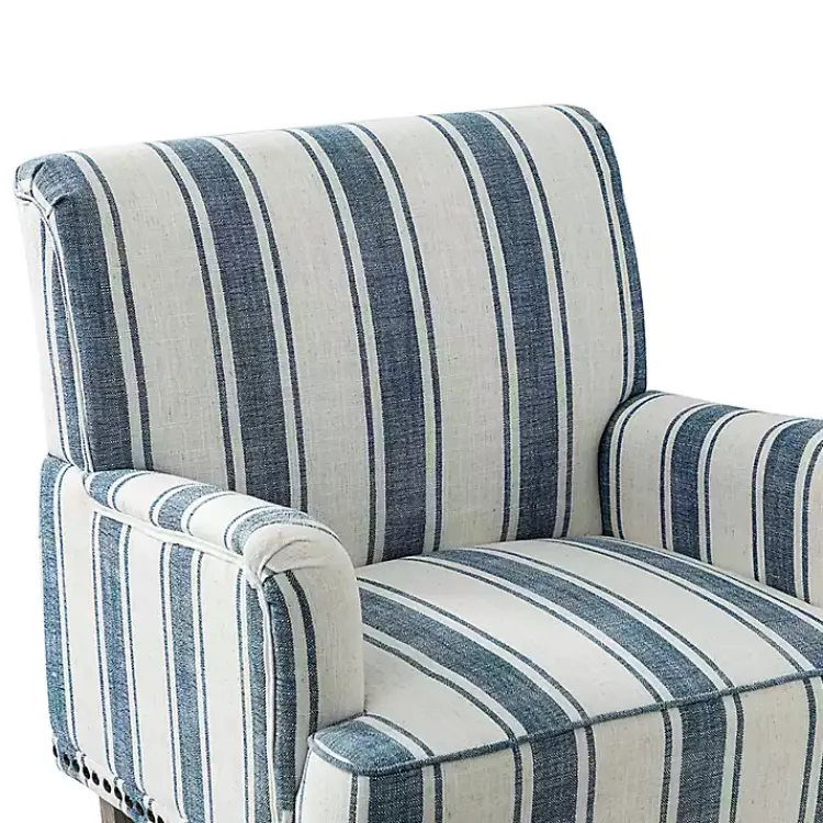 Kirklands Home Blue White Stripe Upholstered Accent Chair Discount