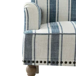 Kirklands Home Blue White Stripe Upholstered Accent Chair Discount
