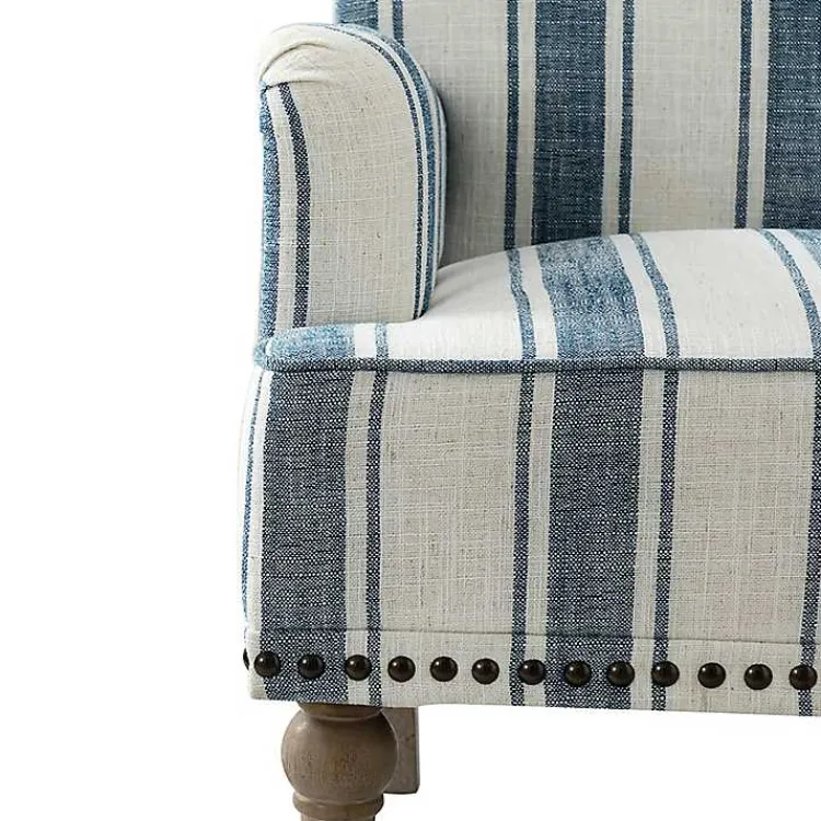 Kirklands Home Blue White Stripe Upholstered Accent Chair Discount