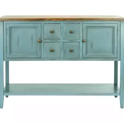 Kirklands Home Wood 2-Door Storage Console Table Blue Hot