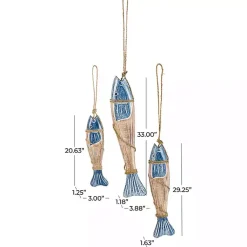 Kirklands Home Blue Wood Fish Hanging Wall Plaques, Set of 3 Outlet