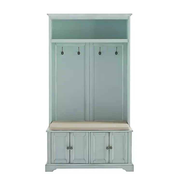 Kirklands Home Wood Hall Tree with Cushioned Bench Blue Discount