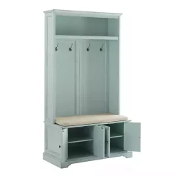 Kirklands Home Wood Hall Tree with Cushioned Bench Blue Discount