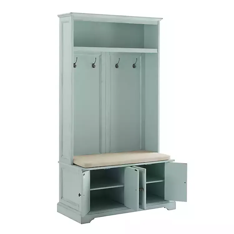 Kirklands Home Wood Hall Tree with Cushioned Bench Blue Discount
