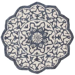 Kirklands Home Blue Wool Mosaic Medallion Round Area Rug, 3 ft. Outlet