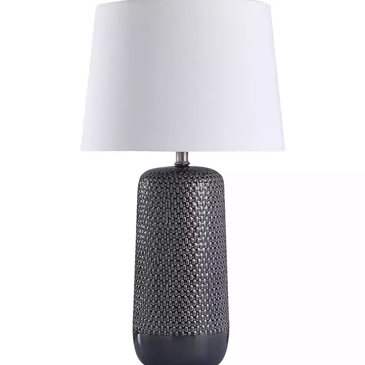 Kirklands Home Blue Woven Ceramic Wicker Table Lamp Outlet