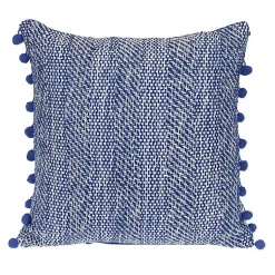 Pillows>Kirklands Home Woven Pom Pom Pillow Blue