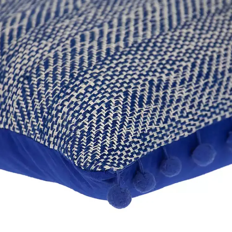 Pillows>Kirklands Home Woven Pom Pom Pillow Blue
