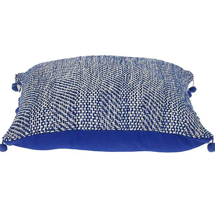 Pillows>Kirklands Home Woven Pom Pom Pillow Blue