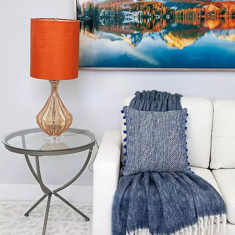 Pillows>Kirklands Home Woven Pom Pom Pillow Blue