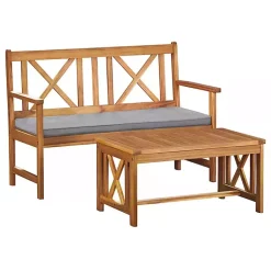 Kirklands Home Blue X-Back Acacia Wood 2-pc. Outdoor Living Set Best