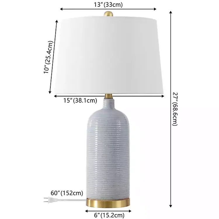 Kirklands Home Blue-Gray Striations Ceramic Table Lamp White Discount