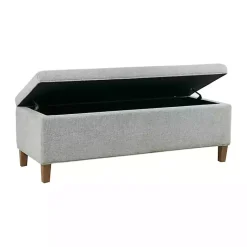 Kirklands Home Blue-Gray Upholstered Soft-Close Storage Bench Online