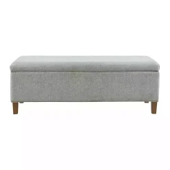 Kirklands Home Blue-Gray Upholstered Soft-Close Storage Bench Online