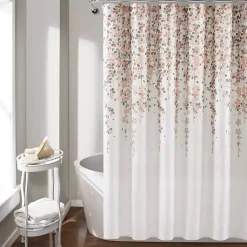 Kirklands Home Blush and Gray Weeping Flower Shower Curtain Pink Online