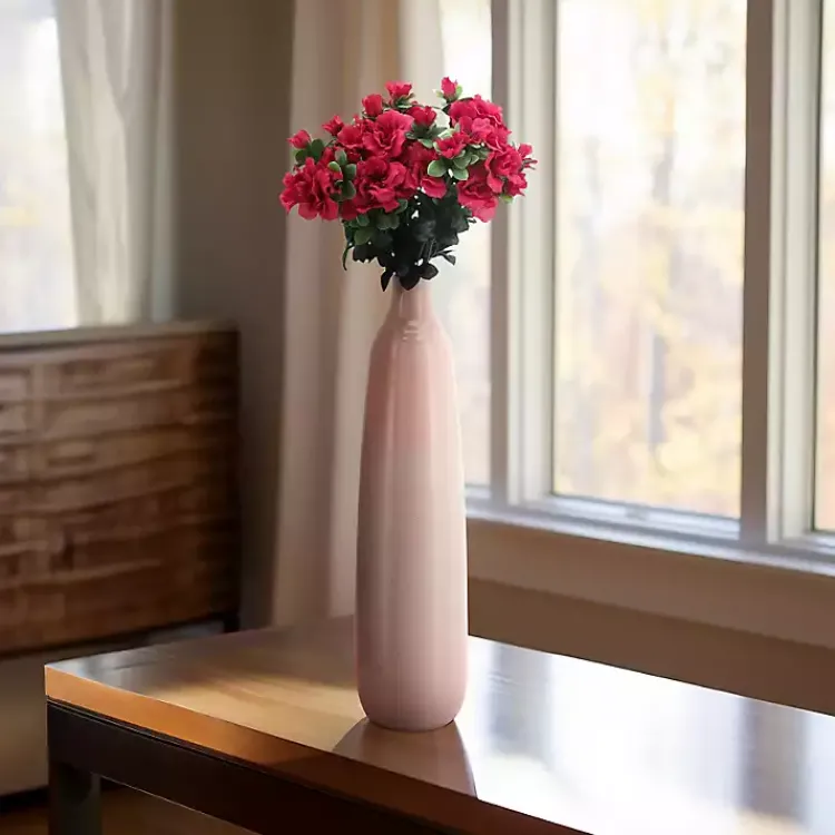 Vases>Kirklands Home Blush Ceramic Bottleneck Floor Vase Pink