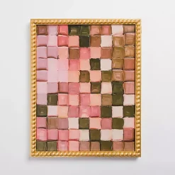 Kirklands Home Blush Checkerboard Framed Canvas Art Print Clearance