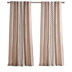Kirklands Home Blush Chenille Stripe Curtain Panel, 84 in. Pink New