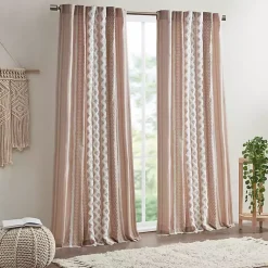 Kirklands Home Blush Chenille Stripe Curtain Panel, 84 in. Pink New