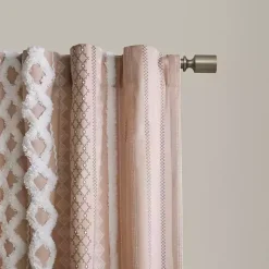 Kirklands Home Blush Chenille Stripe Curtain Panel, 84 in. Pink New