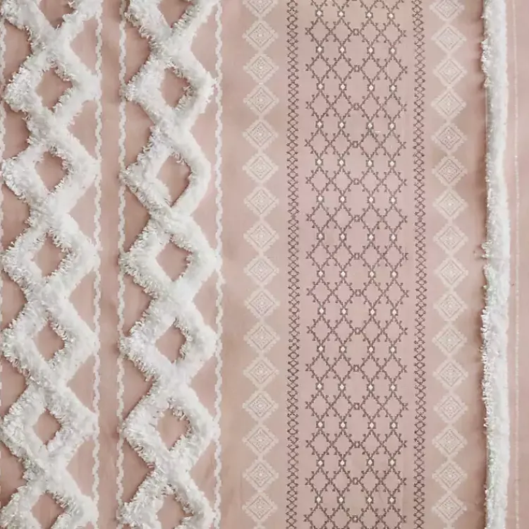 Kirklands Home Blush Chenille Stripe Curtain Panel, 84 in. Pink New