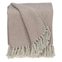 Blankets & Throws>Kirklands Home Blush Chevron Cotton Handloomed Tassel Throw