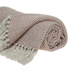 Blankets & Throws>Kirklands Home Blush Chevron Cotton Handloomed Tassel Throw