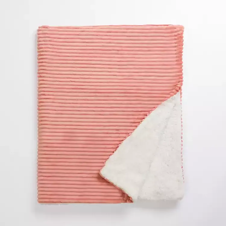 Blankets & Throws>Kirklands Home Blush Corduroy Sherpa Throw Pink